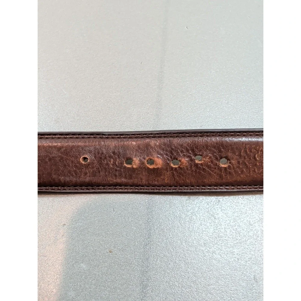 Johnston & Murphy Mens Brown Leather Dress Belt 40 Silver Buckle 29-N0072U/35